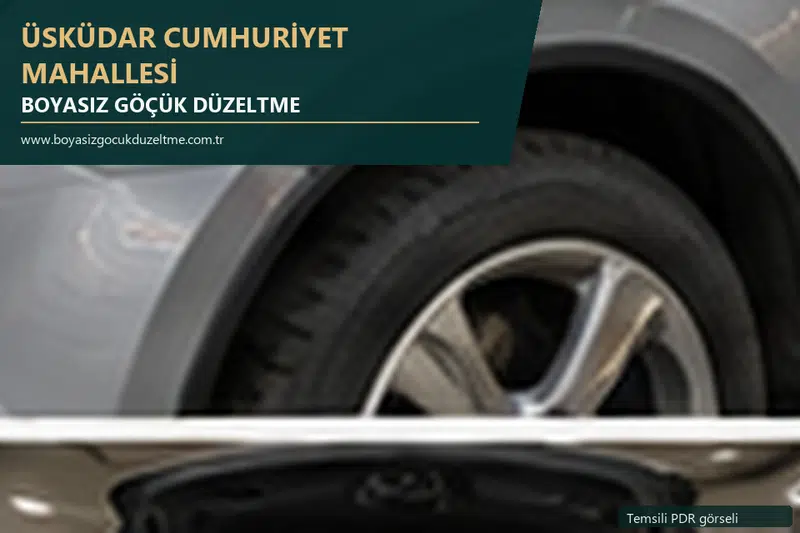 Üsküdar Cumhuriyet Mahallesi hizmet rehberi için modern otomobil ve boyasız göçük incelemesini anlatan temsili görsel