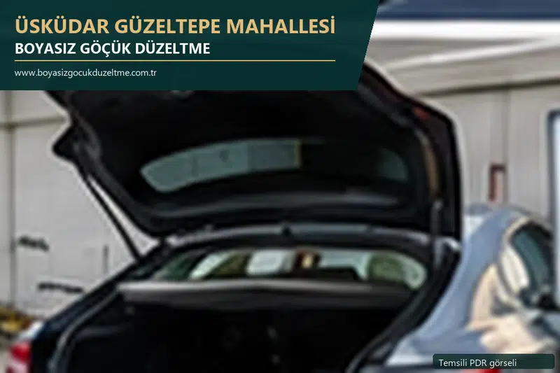 Üsküdar Güzeltepe Mahallesi hizmet rehberi için modern otomobil ve boyasız göçük incelemesini anlatan temsili görsel
