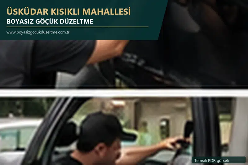 Üsküdar Kısıklı Mahallesi hizmet rehberi için modern otomobil ve boyasız göçük incelemesini anlatan temsili görsel