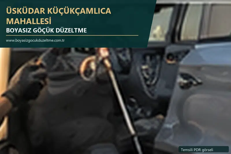 Üsküdar Küçükçamlıca Mahallesi hizmet rehberi için modern otomobil ve boyasız göçük incelemesini anlatan temsili görsel