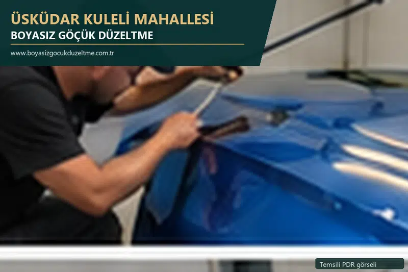 Üsküdar Kuleli Mahallesi hizmet rehberi için modern otomobil ve boyasız göçük incelemesini anlatan temsili görsel