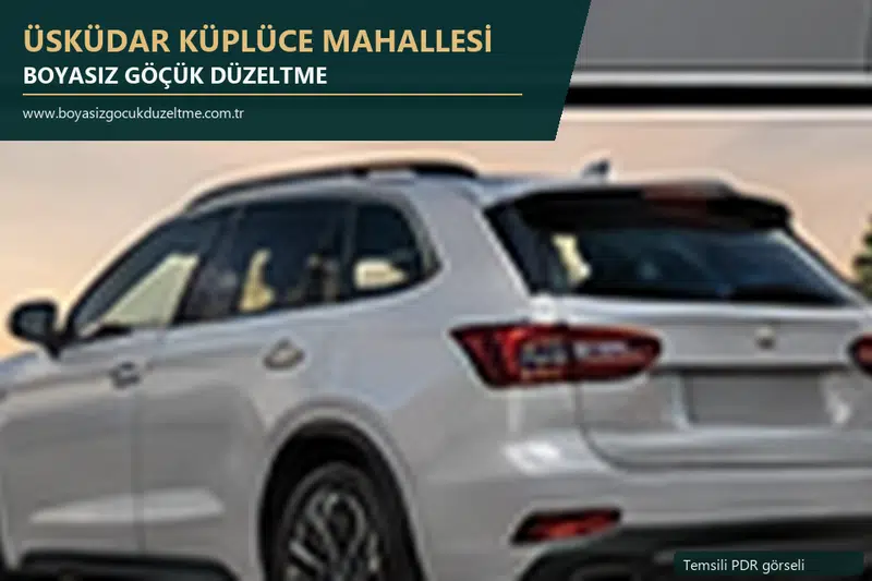 Üsküdar Küplüce Mahallesi hizmet rehberi için modern otomobil ve boyasız göçük incelemesini anlatan temsili görsel
