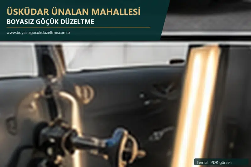 Üsküdar Ünalan Mahallesi hizmet rehberi için modern otomobil ve boyasız göçük incelemesini anlatan temsili görsel