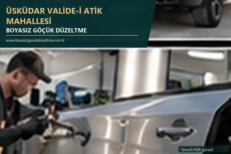 Üsküdar Valide-İ Atik Mahallesi hizmet rehberi için modern otomobil ve boyasız göçük incelemesini anlatan temsili görsel