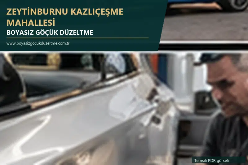 Zeytinburnu Kazlıçeşme Mahallesi hizmet rehberi için modern otomobil ve boyasız göçük incelemesini anlatan temsili görsel