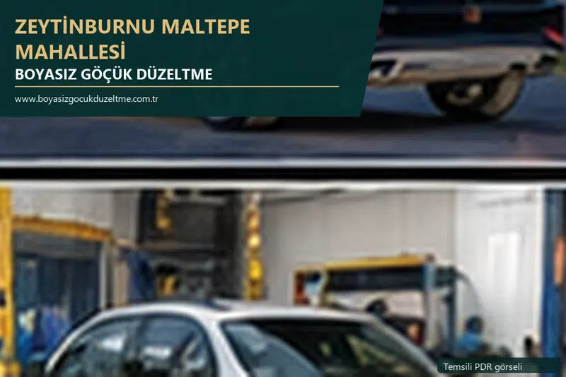 Zeytinburnu Maltepe Mahallesi hizmet rehberi için modern otomobil ve boyasız göçük incelemesini anlatan temsili görsel