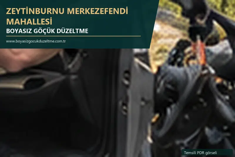Zeytinburnu Merkezefendi Mahallesi hizmet rehberi için modern otomobil ve boyasız göçük incelemesini anlatan temsili görsel