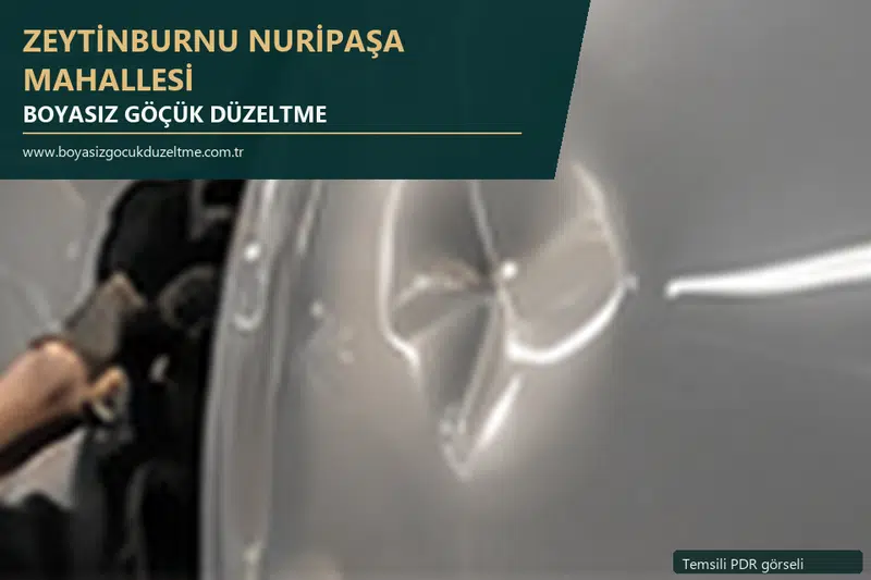 Zeytinburnu Nuripaşa Mahallesi hizmet rehberi için modern otomobil ve boyasız göçük incelemesini anlatan temsili görsel