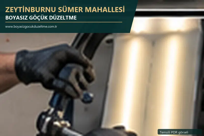 Zeytinburnu Sümer Mahallesi hizmet rehberi için modern otomobil ve boyasız göçük incelemesini anlatan temsili görsel