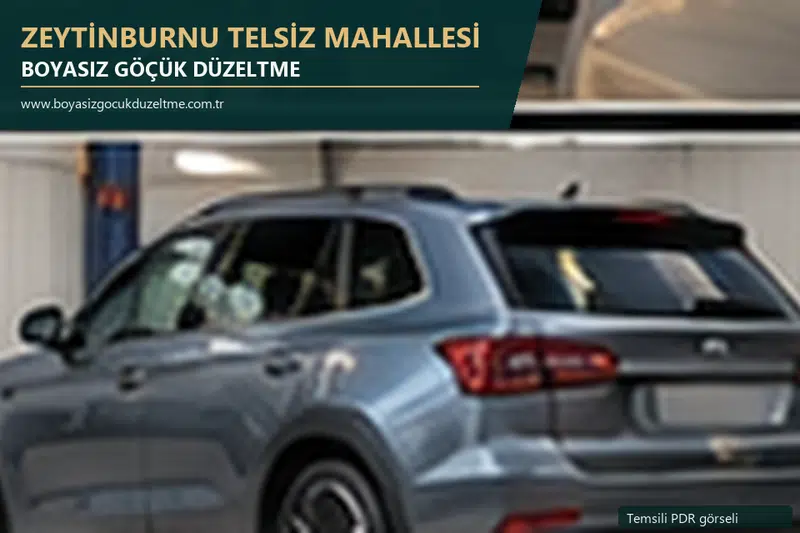 Zeytinburnu Telsiz Mahallesi hizmet rehberi için modern otomobil ve boyasız göçük incelemesini anlatan temsili görsel