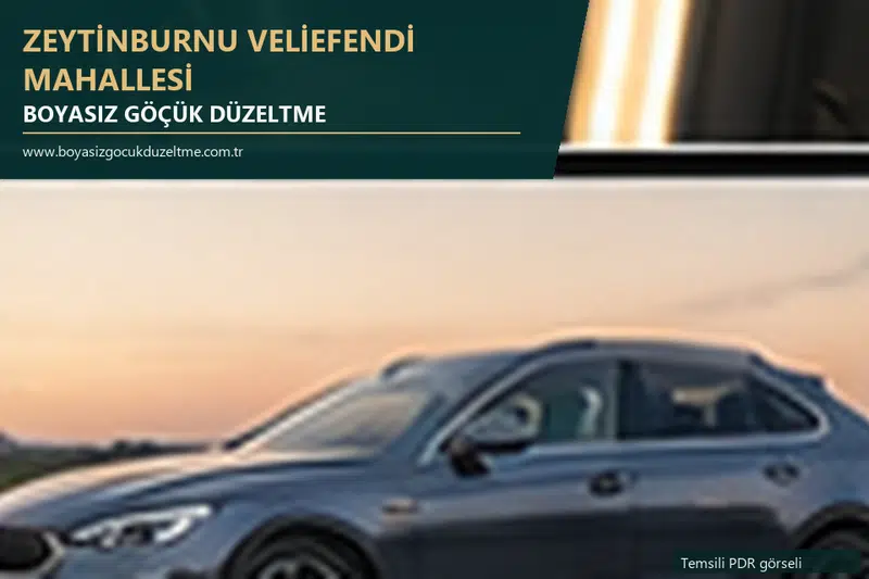 Zeytinburnu Veliefendi Mahallesi hizmet rehberi için modern otomobil ve boyasız göçük incelemesini anlatan temsili görsel
