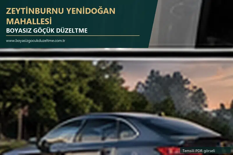 Zeytinburnu Yenidoğan Mahallesi hizmet rehberi için modern otomobil ve boyasız göçük incelemesini anlatan temsili görsel