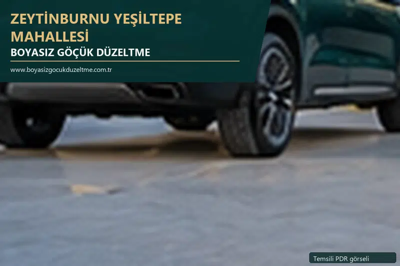 Zeytinburnu Yeşiltepe Mahallesi hizmet rehberi için modern otomobil ve boyasız göçük incelemesini anlatan temsili görsel