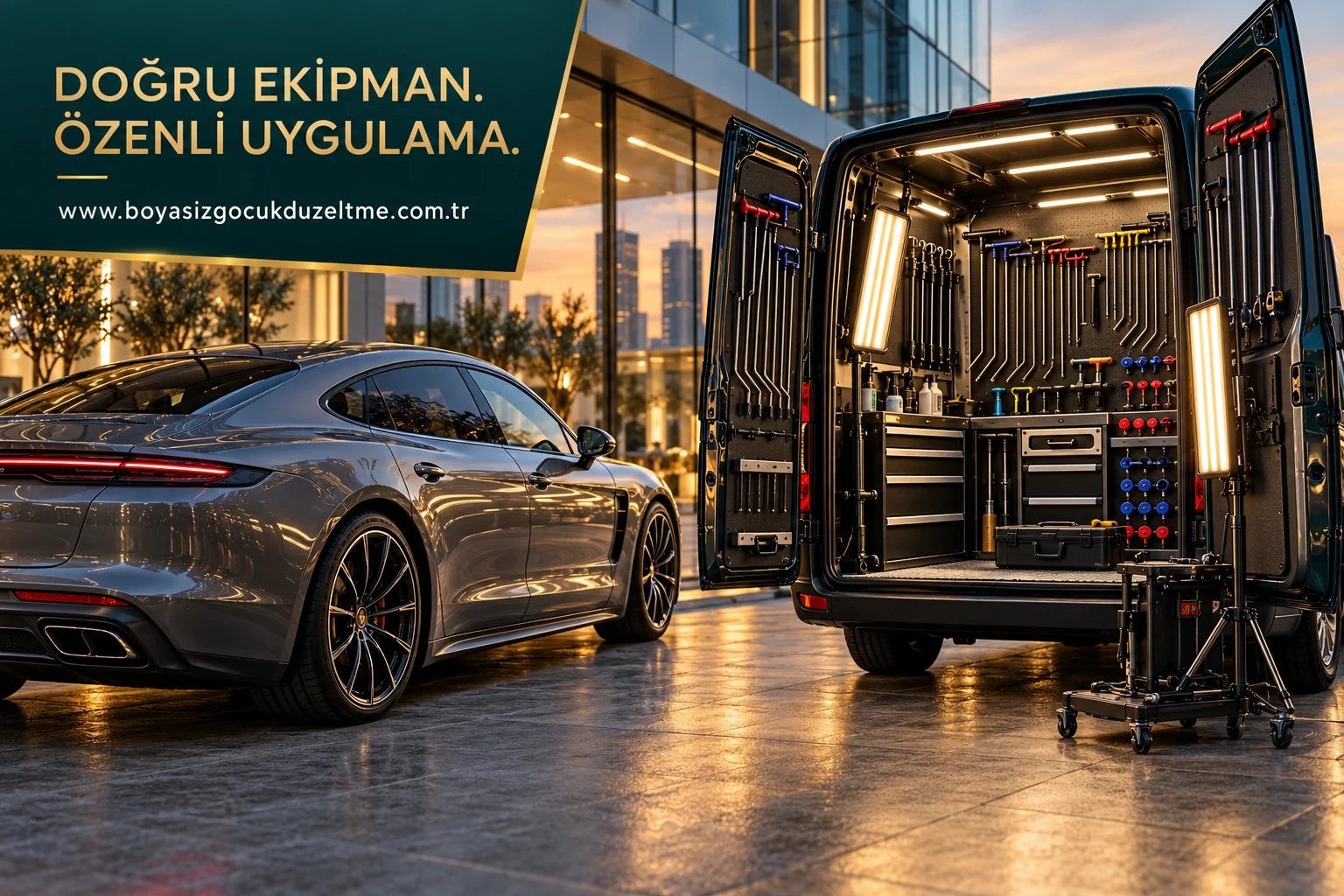 Mobil boyasız göçük düzeltme için profesyonel ekipman