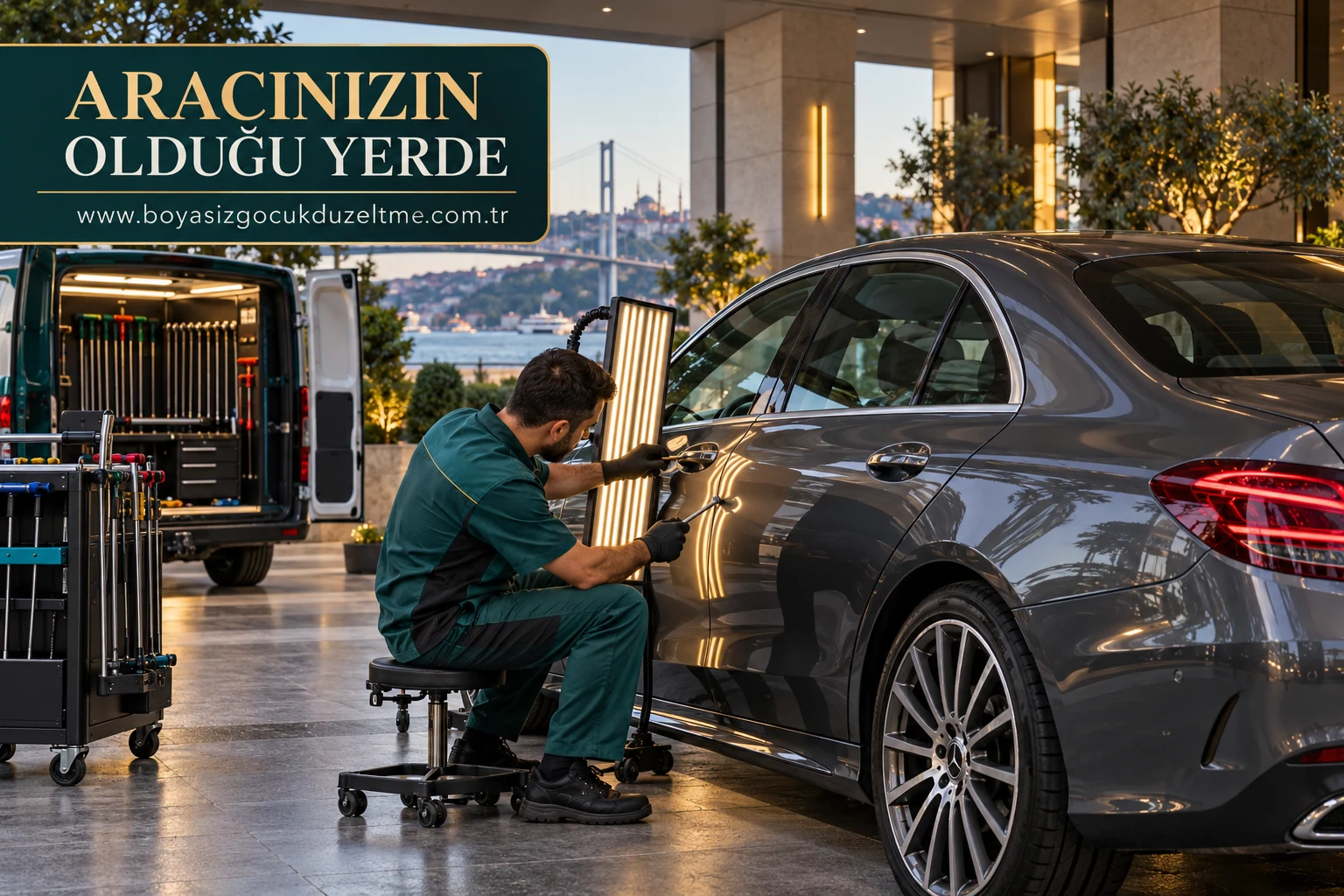 İstanbul’da modern otomobil kapısının yerinde incelenmesi